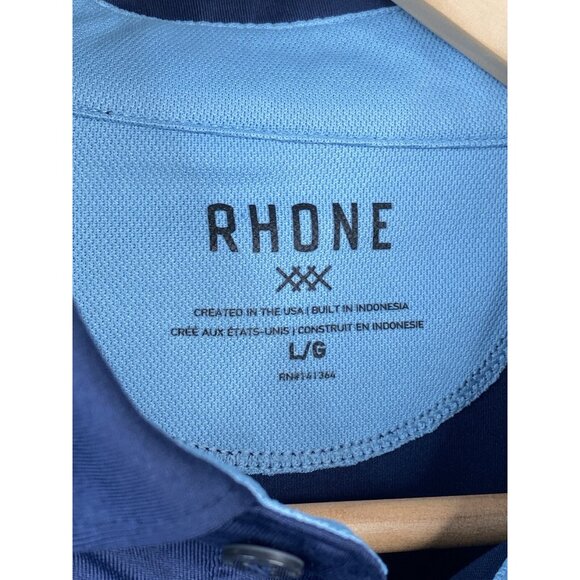 Rhone Delta Pique Short Sleeve Polo Men’s L True Navy Golf Stretch Performance - Picture 6 of 16